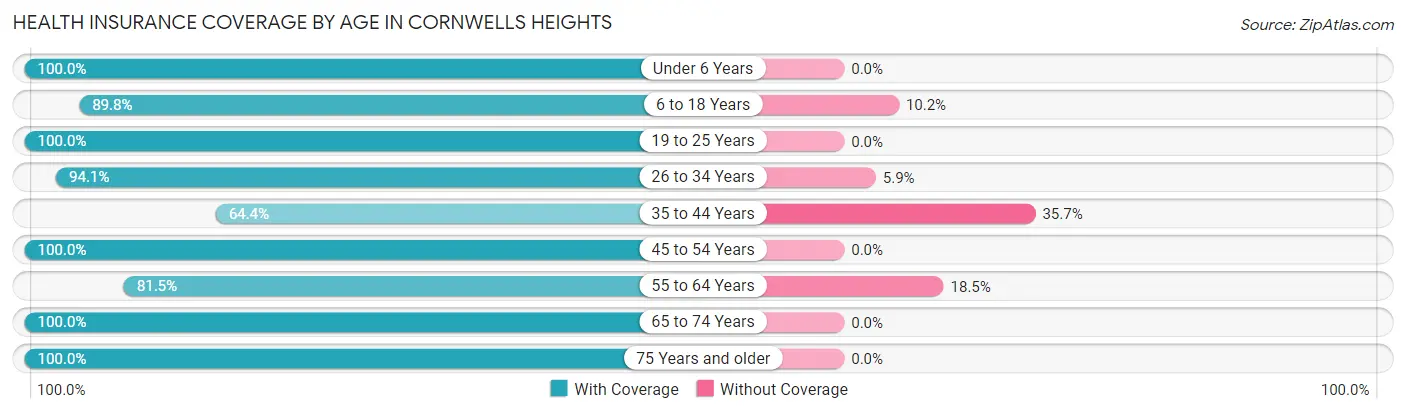 Health Insurance Coverage by Age in Cornwells Heights