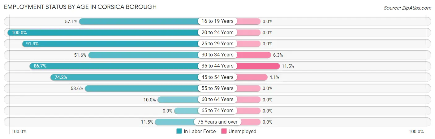 Employment Status by Age in Corsica borough