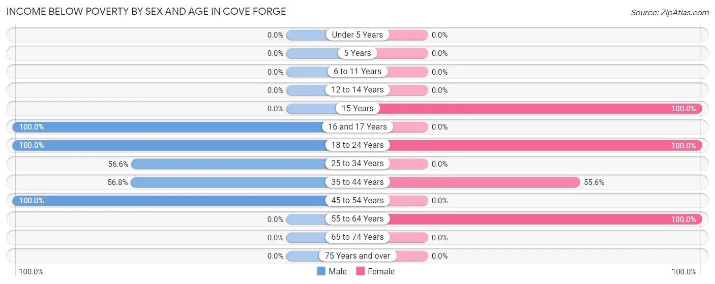 Income Below Poverty by Sex and Age in Cove Forge