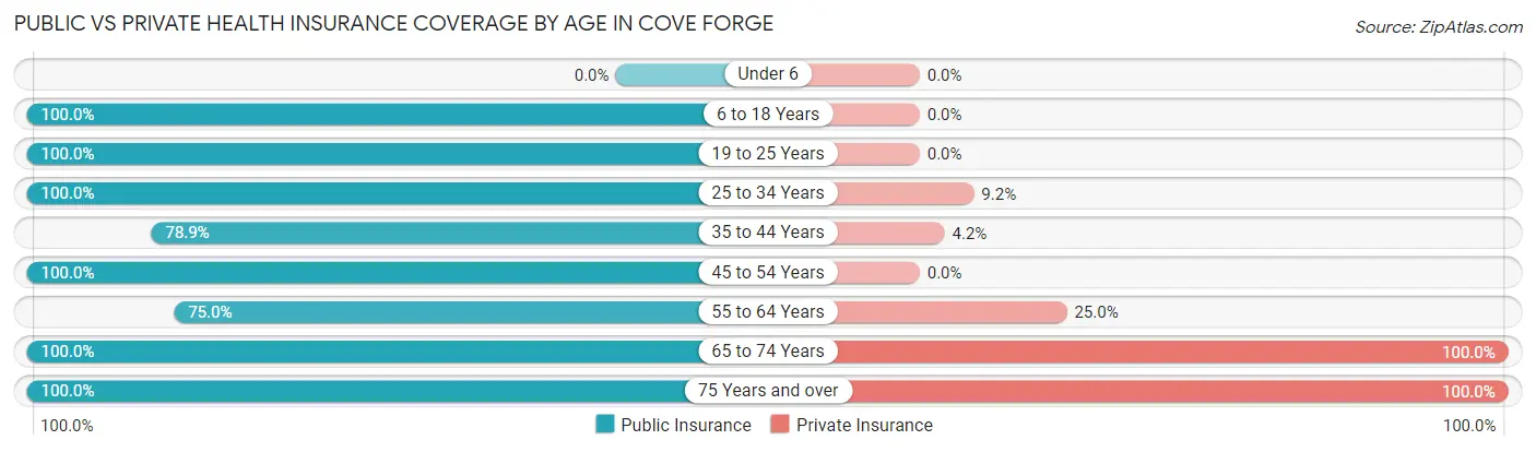 Public vs Private Health Insurance Coverage by Age in Cove Forge