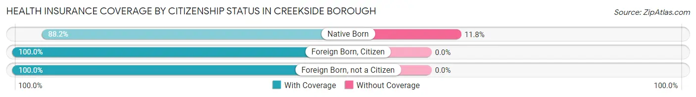 Health Insurance Coverage by Citizenship Status in Creekside borough