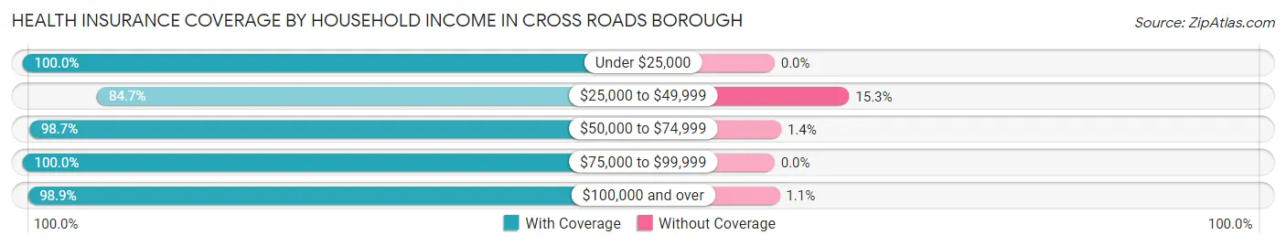 Health Insurance Coverage by Household Income in Cross Roads borough