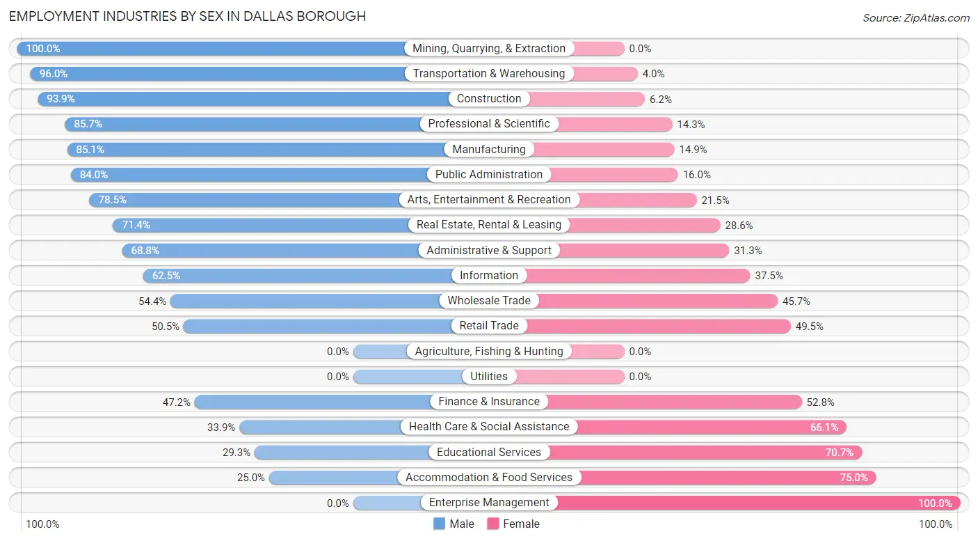 Employment Industries by Sex in Dallas borough