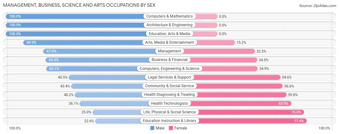 Management, Business, Science and Arts Occupations by Sex in Dallas borough