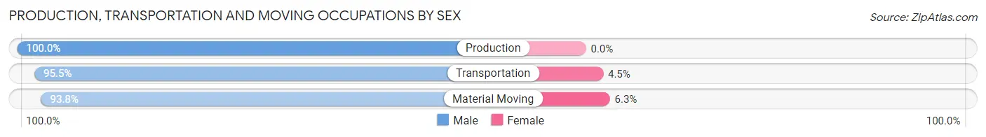 Production, Transportation and Moving Occupations by Sex in Dallas borough
