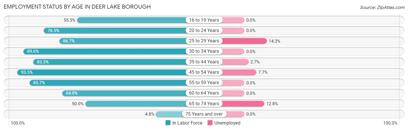 Employment Status by Age in Deer Lake borough