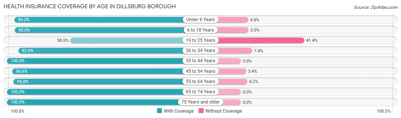Health Insurance Coverage by Age in Dillsburg borough