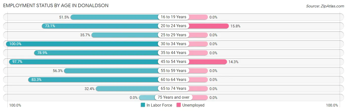 Employment Status by Age in Donaldson