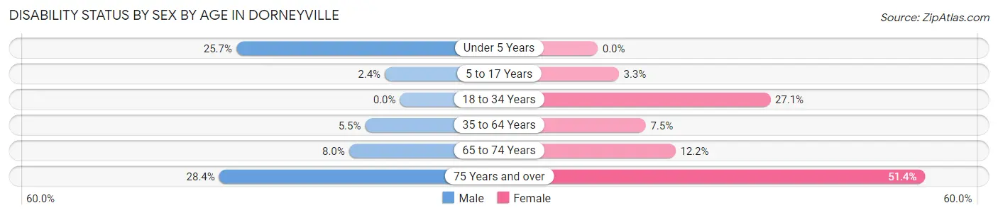 Disability Status by Sex by Age in Dorneyville
