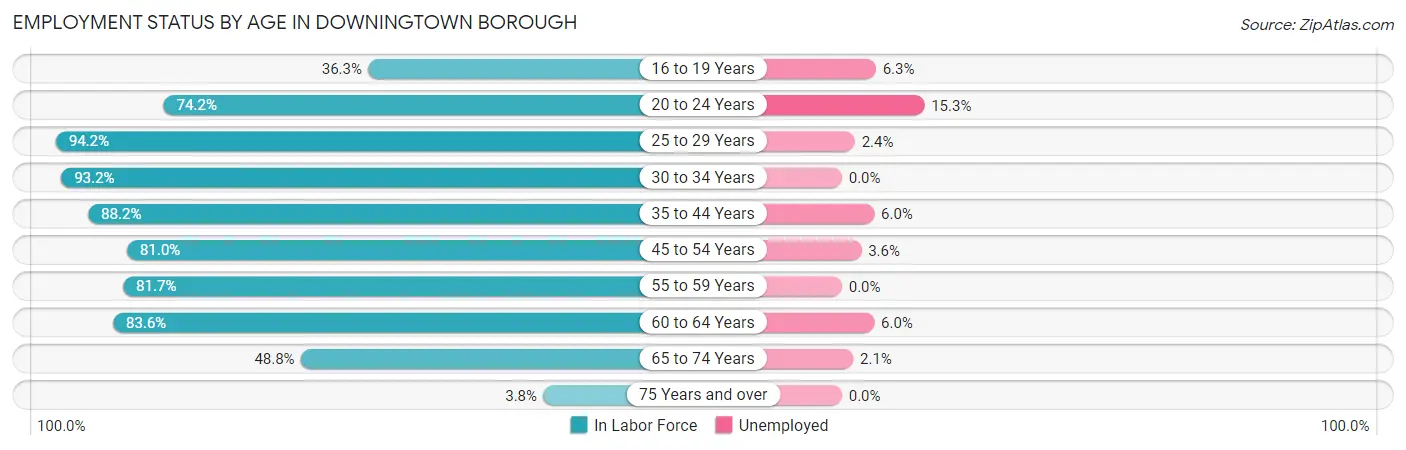 Employment Status by Age in Downingtown borough