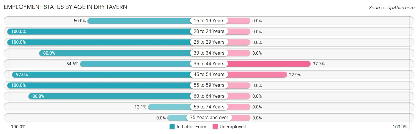 Employment Status by Age in Dry Tavern