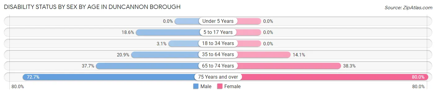 Disability Status by Sex by Age in Duncannon borough