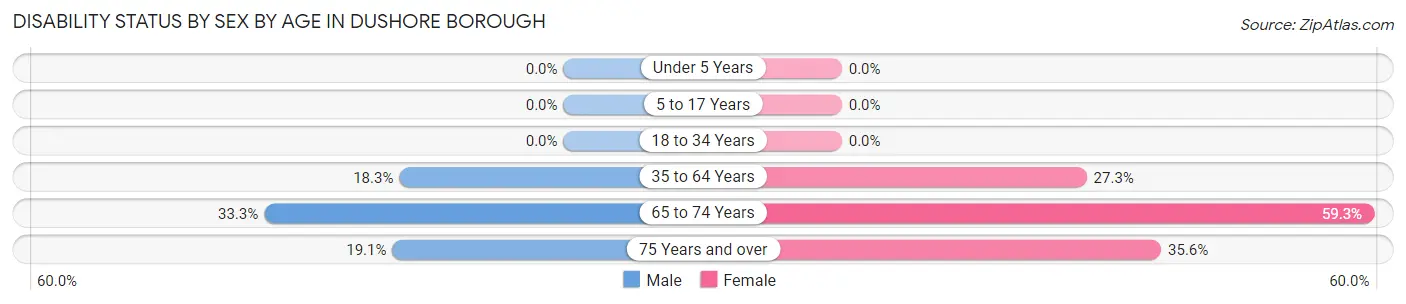 Disability Status by Sex by Age in Dushore borough