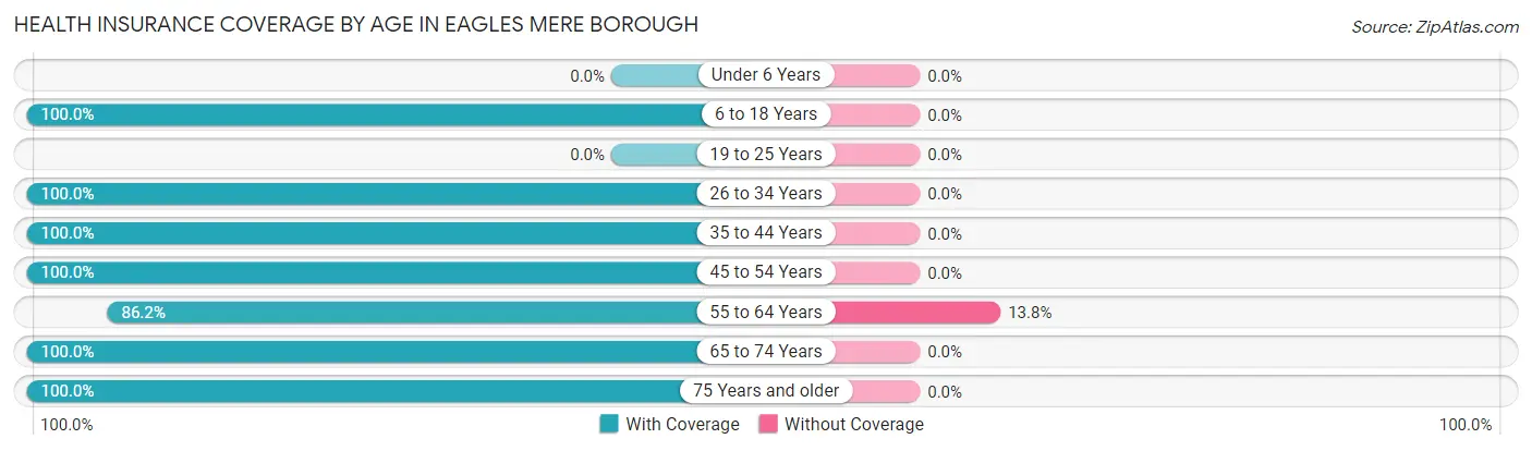 Health Insurance Coverage by Age in Eagles Mere borough