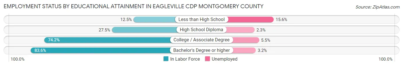 Employment Status by Educational Attainment in Eagleville CDP Montgomery County