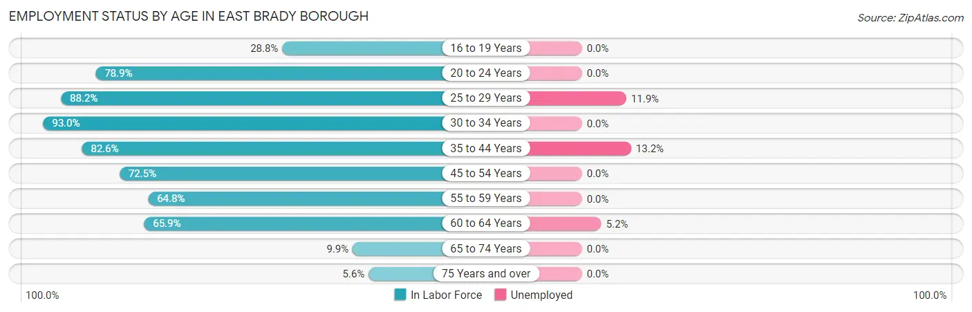 Employment Status by Age in East Brady borough