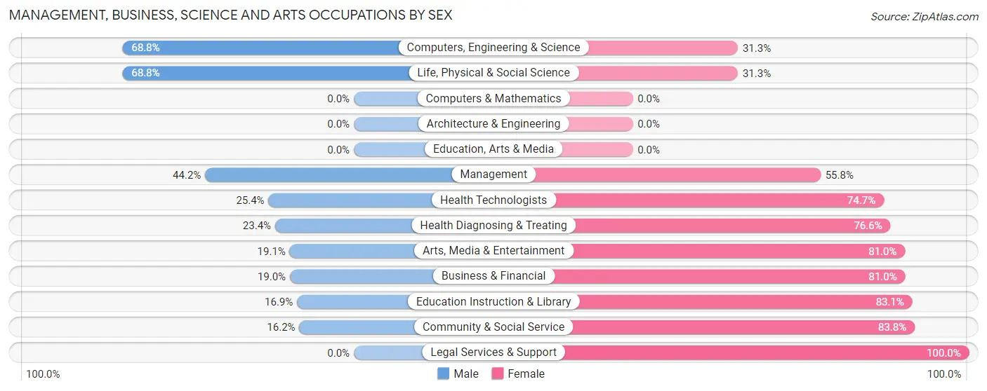 Management, Business, Science and Arts Occupations by Sex in East Greenville borough