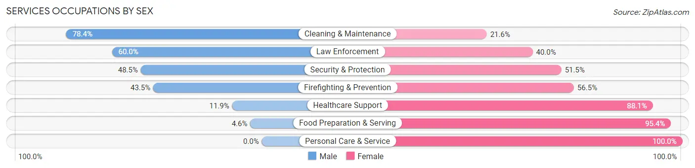 Services Occupations by Sex in East Lansdowne borough