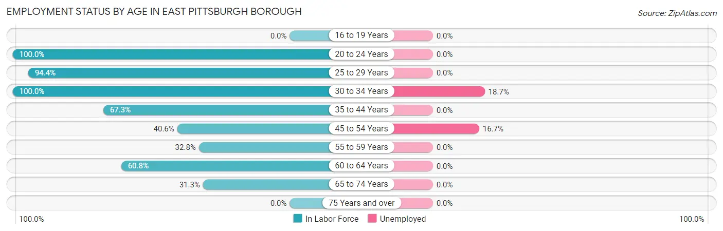 Employment Status by Age in East Pittsburgh borough