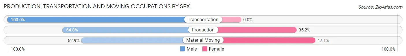 Production, Transportation and Moving Occupations by Sex in East Prospect borough