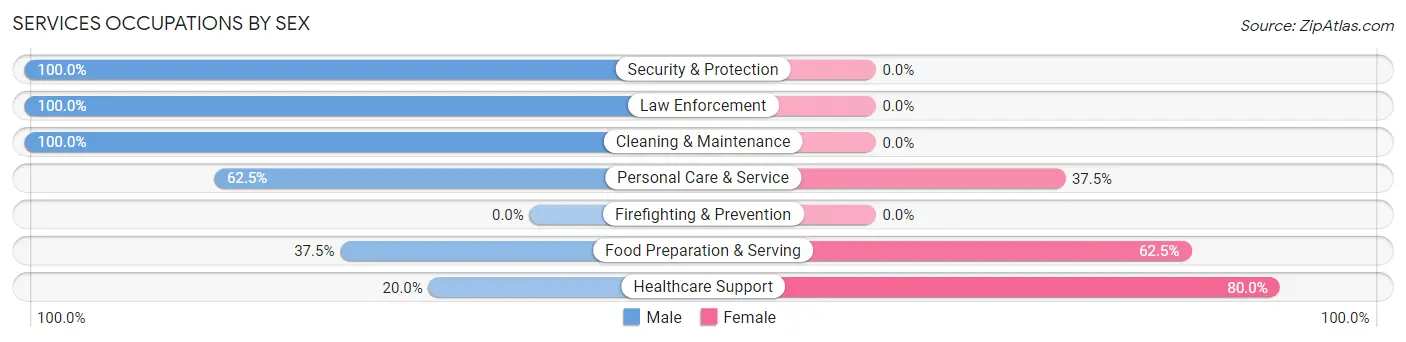 Services Occupations by Sex in East Prospect borough