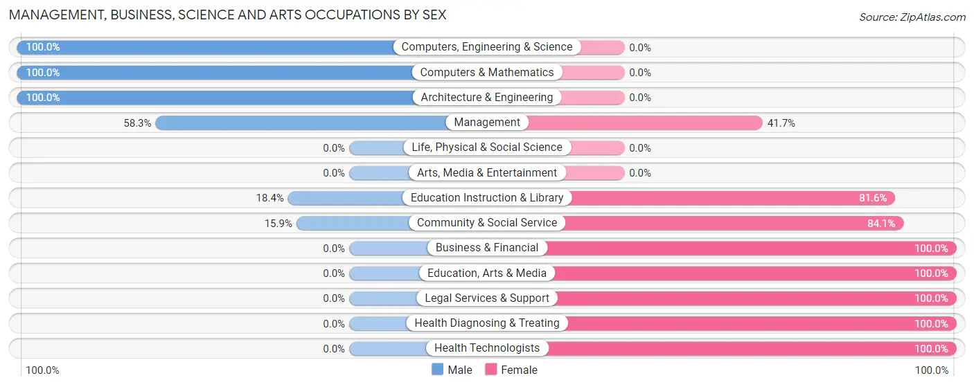 Management, Business, Science and Arts Occupations by Sex in East Rochester borough