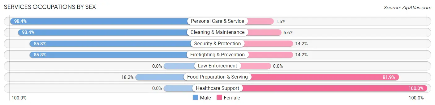 Services Occupations by Sex in East Stroudsburg borough