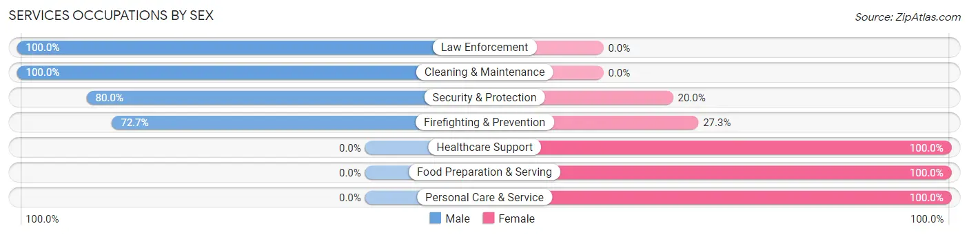 Services Occupations by Sex in East Vandergrift borough