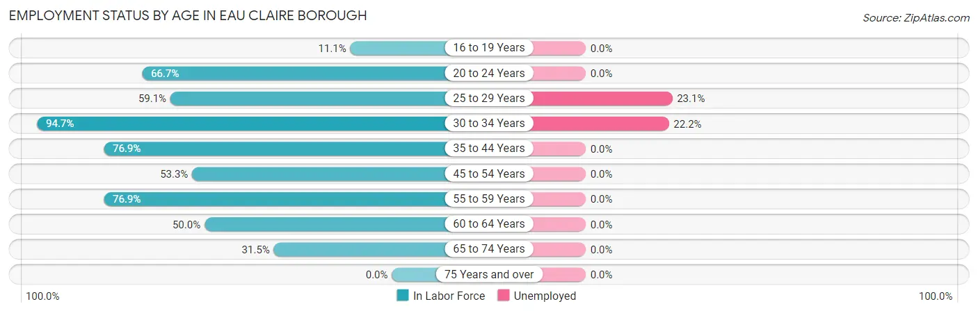 Employment Status by Age in Eau Claire borough