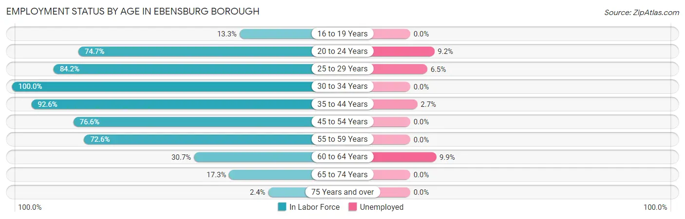 Employment Status by Age in Ebensburg borough