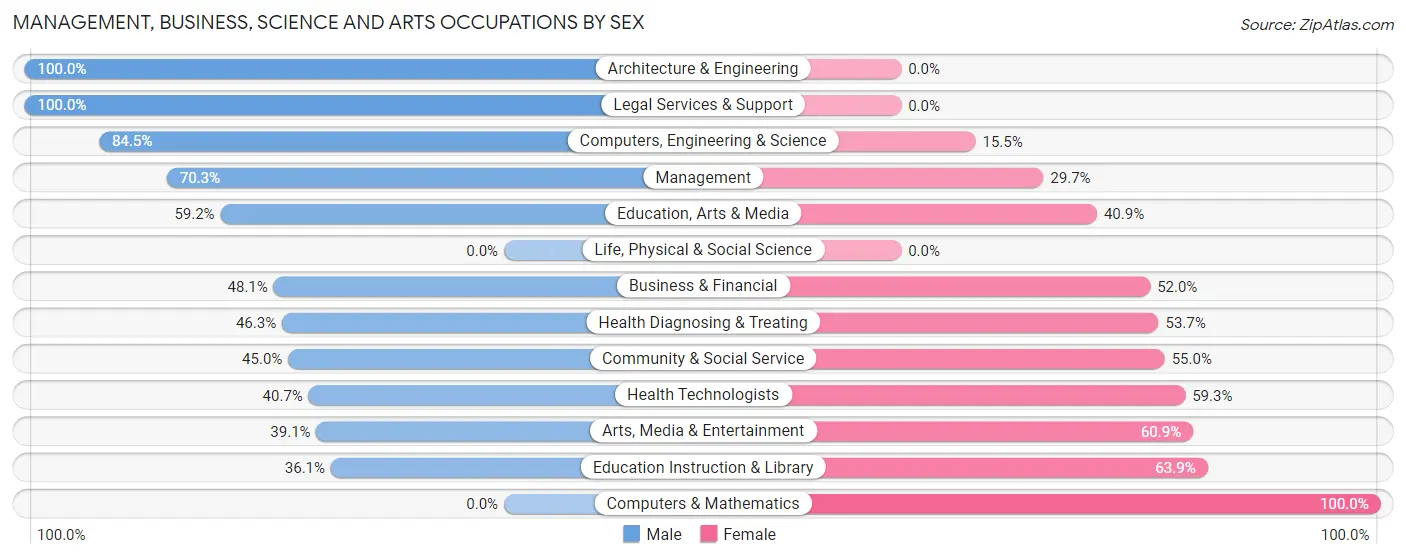 Management, Business, Science and Arts Occupations by Sex in Ebensburg borough