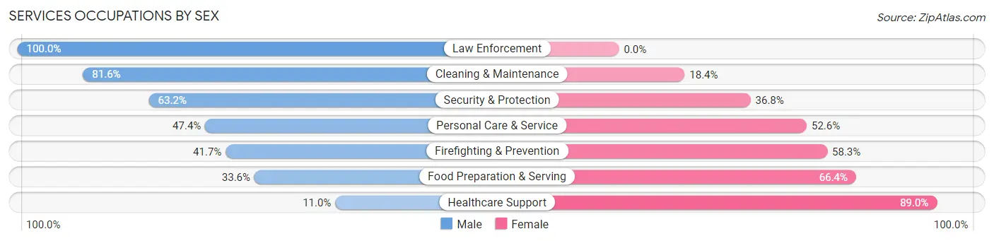 Services Occupations by Sex in Economy borough