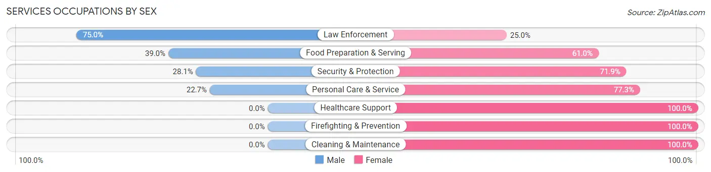 Services Occupations by Sex in Edgewood borough