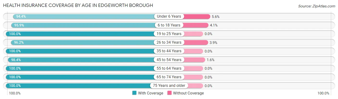 Health Insurance Coverage by Age in Edgeworth borough