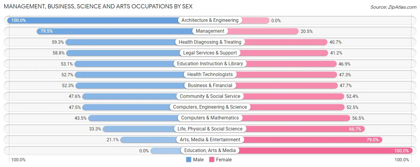 Management, Business, Science and Arts Occupations by Sex in Edgeworth borough