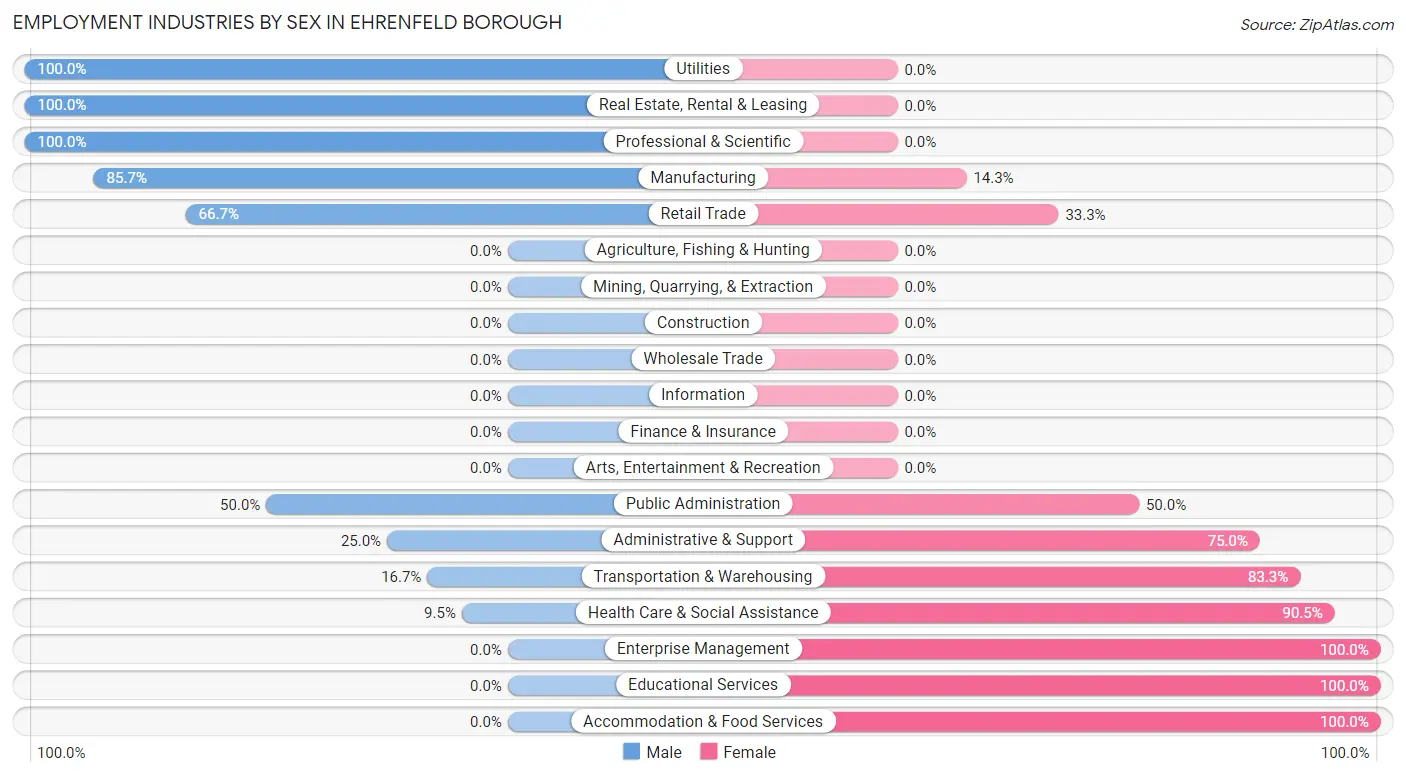 Employment Industries by Sex in Ehrenfeld borough