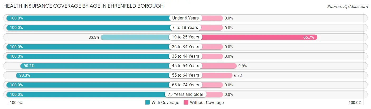 Health Insurance Coverage by Age in Ehrenfeld borough