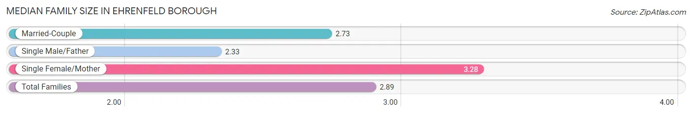 Median Family Size in Ehrenfeld borough