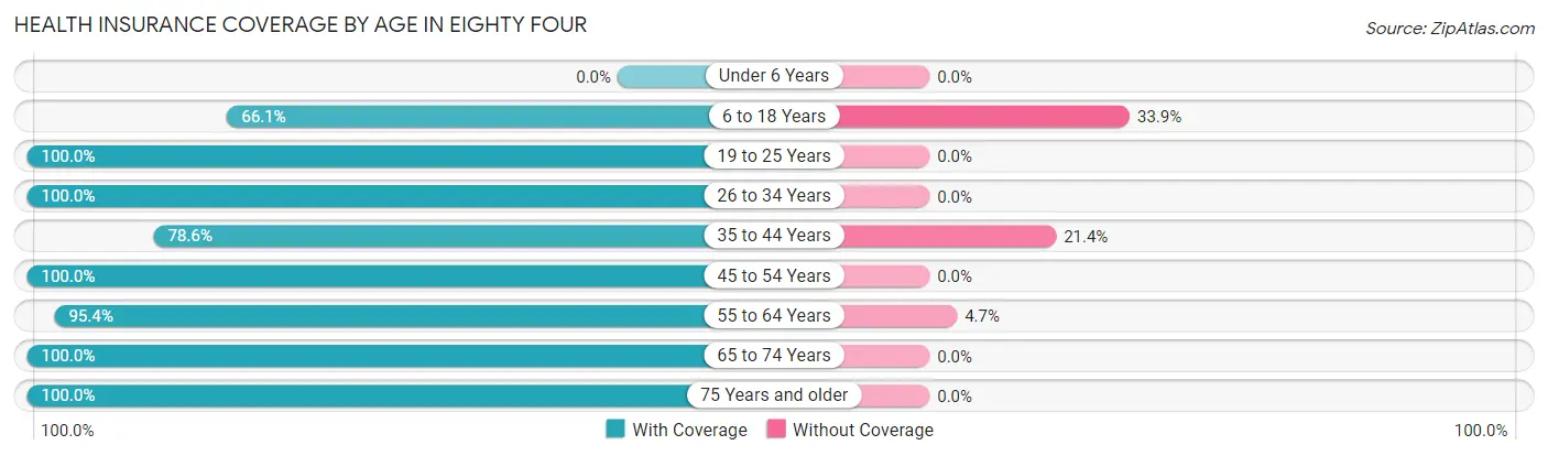Health Insurance Coverage by Age in Eighty Four