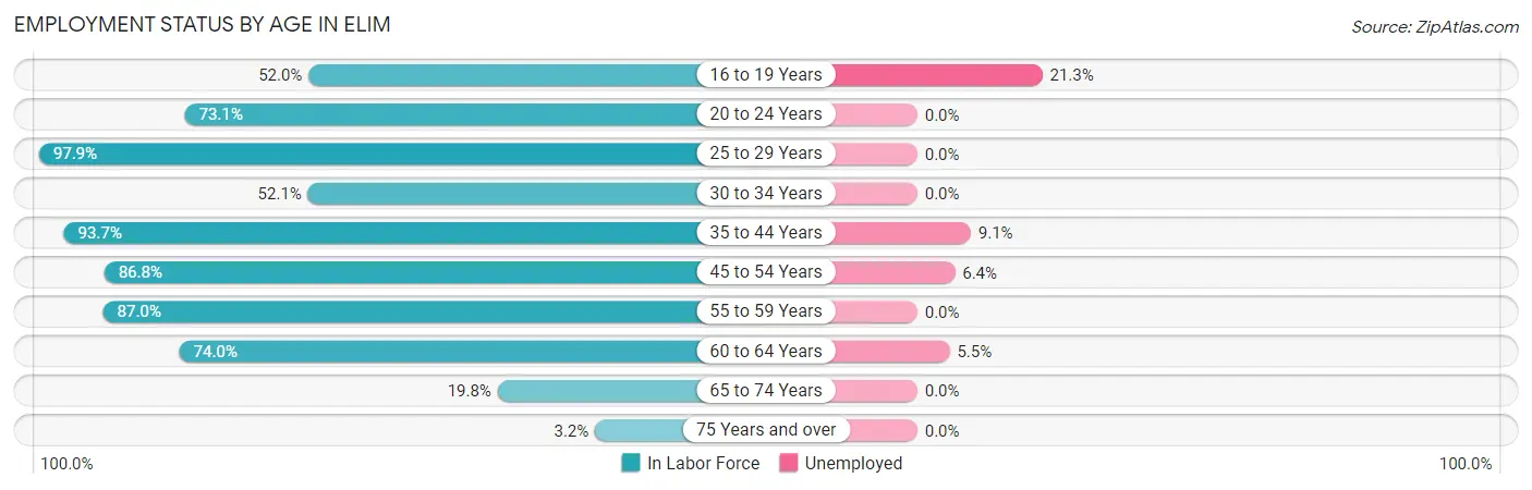 Employment Status by Age in Elim