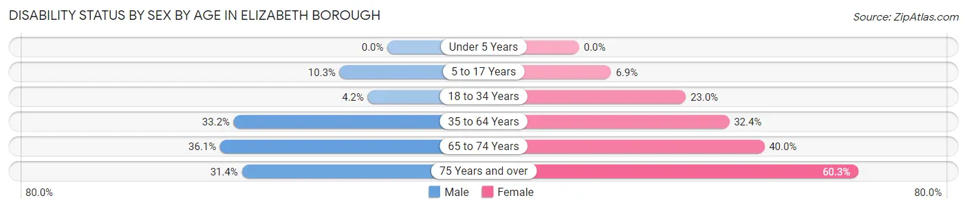 Disability Status by Sex by Age in Elizabeth borough
