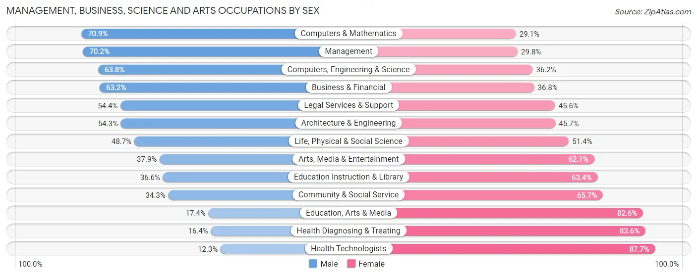 Management, Business, Science and Arts Occupations by Sex in Elizabethtown borough