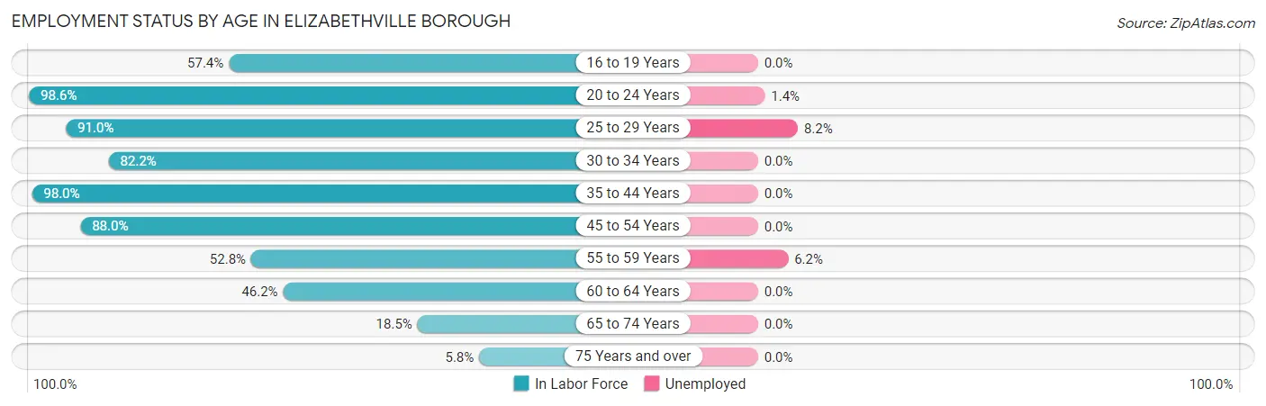 Employment Status by Age in Elizabethville borough