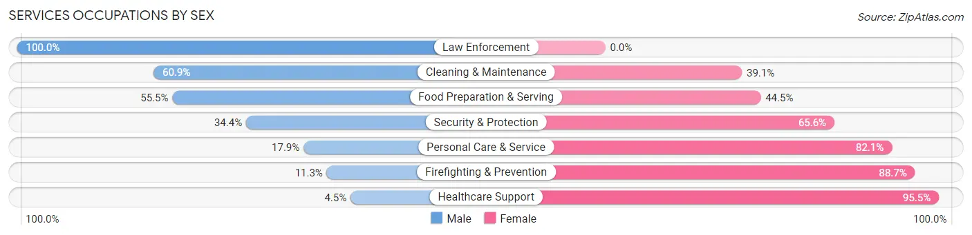 Services Occupations by Sex in Ellwood City borough