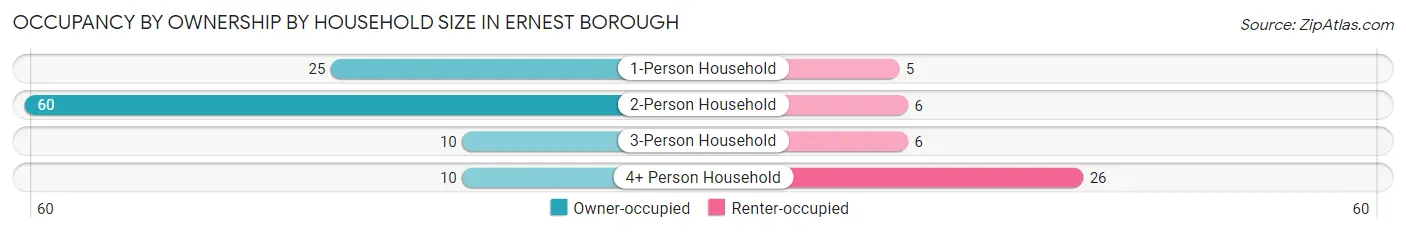 Occupancy by Ownership by Household Size in Ernest borough