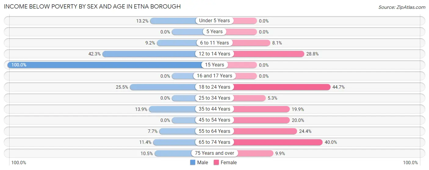 Income Below Poverty by Sex and Age in Etna borough