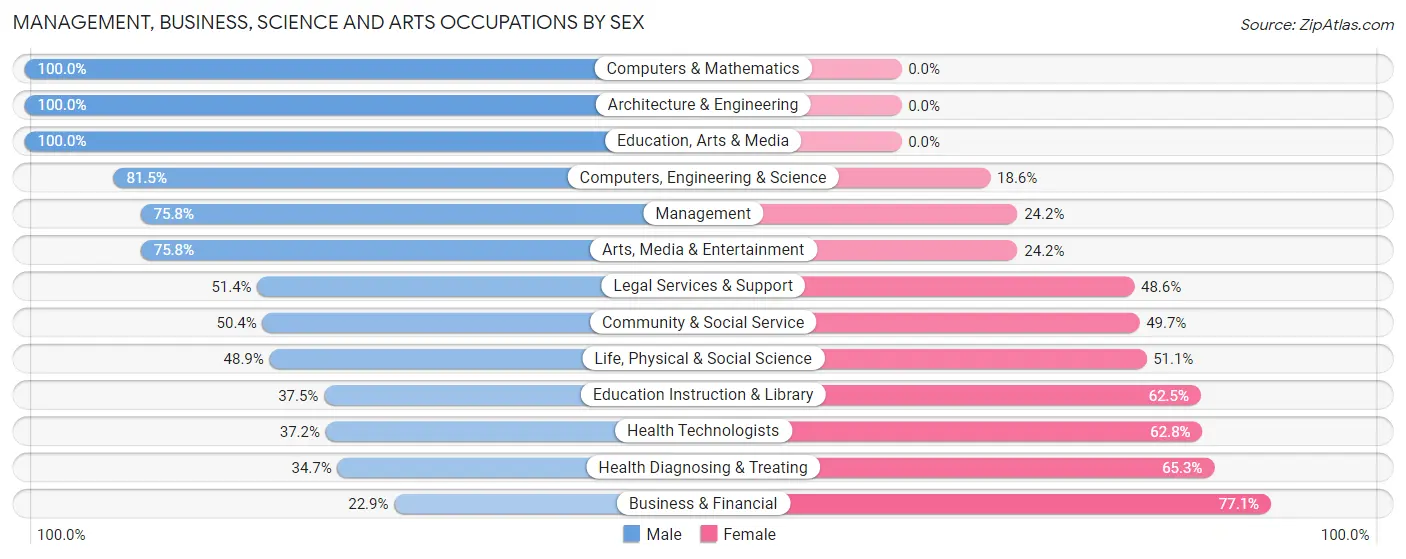 Management, Business, Science and Arts Occupations by Sex in Etna borough