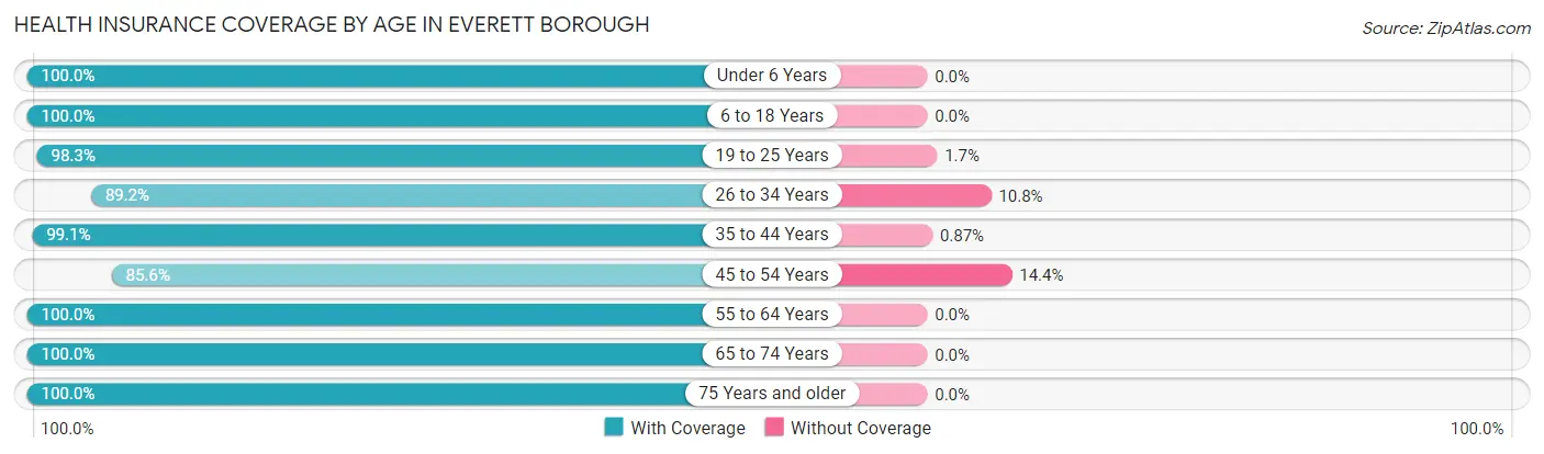 Health Insurance Coverage by Age in Everett borough