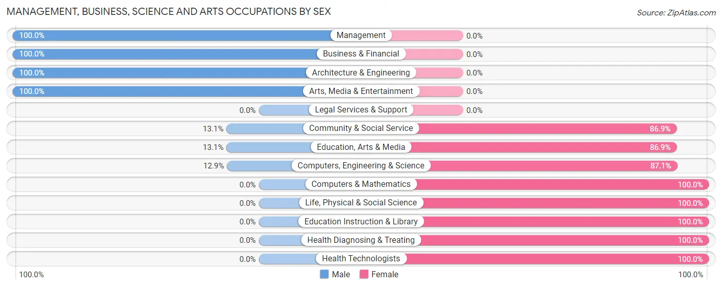 Management, Business, Science and Arts Occupations by Sex in Everett borough