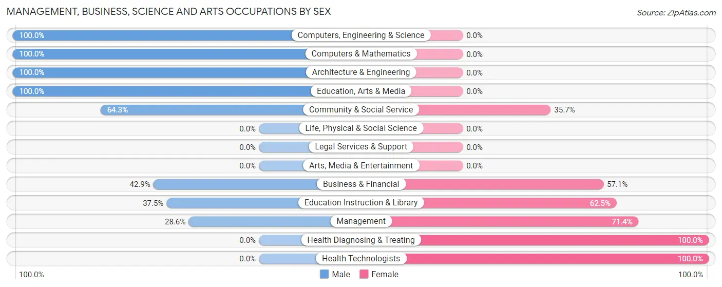 Management, Business, Science and Arts Occupations by Sex in Everson borough